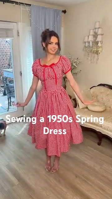 1950s Springtime dress from a vintage sewing pattern #50sstyle #sewing #sewingpattern