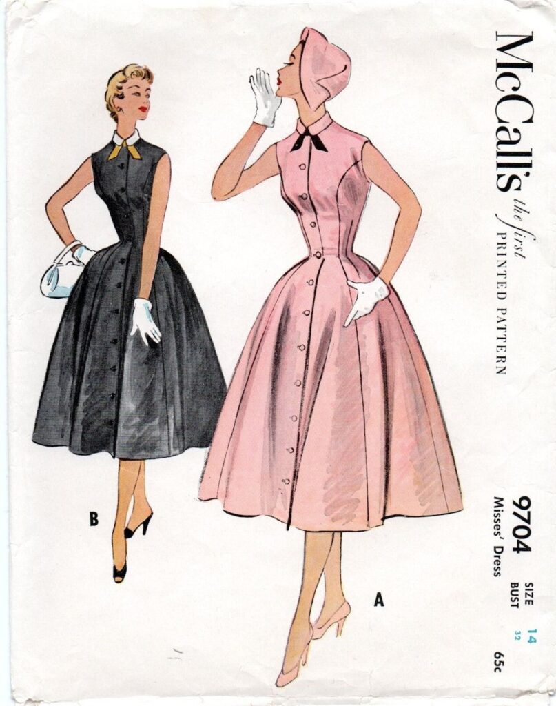 50’s Mccall’s 9704 Button Front Princess Seam Silhouette Dress Pattern Bust 32 – Etsy