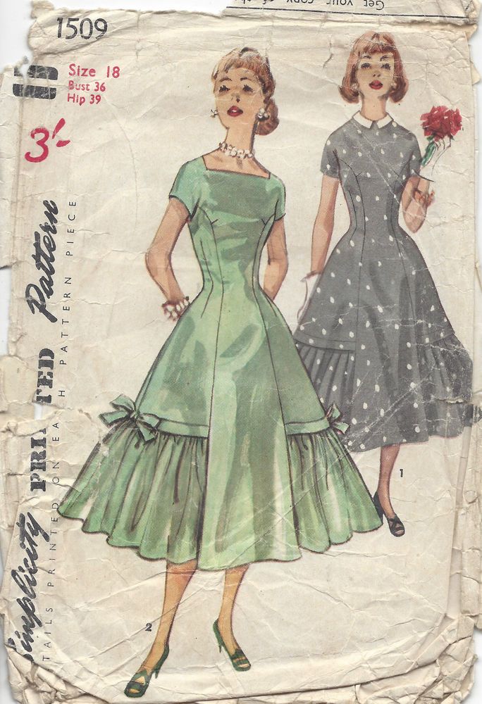 1956 Vintage Sewing Pattern B36 DRESS (1096)  | eBay
