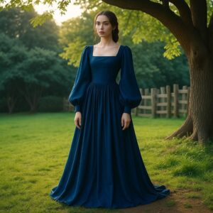 Renaissance Medieval Cosplay Dress,Steampunk Fantasy Outfit,Victorian Festival Gown,Medieval Square Neck Dress,A0 A4 US Letter-US 2 to 30