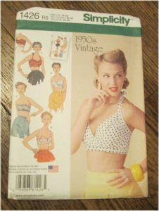 Simplicity Pattern 1426 Misses’ Vintage 1950s Vintage Style Bra Tops FREE SHIPPING