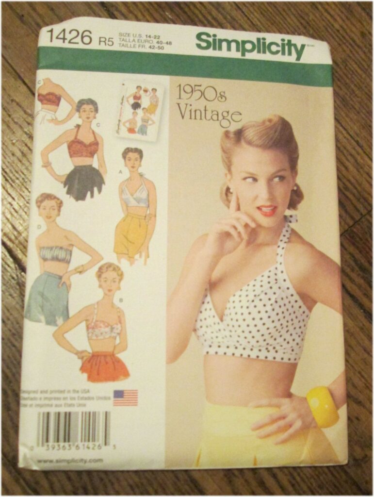 Simplicity Pattern 1426 Misses’ Vintage 1950s Vintage Style Bra Tops FREE SHIPPING