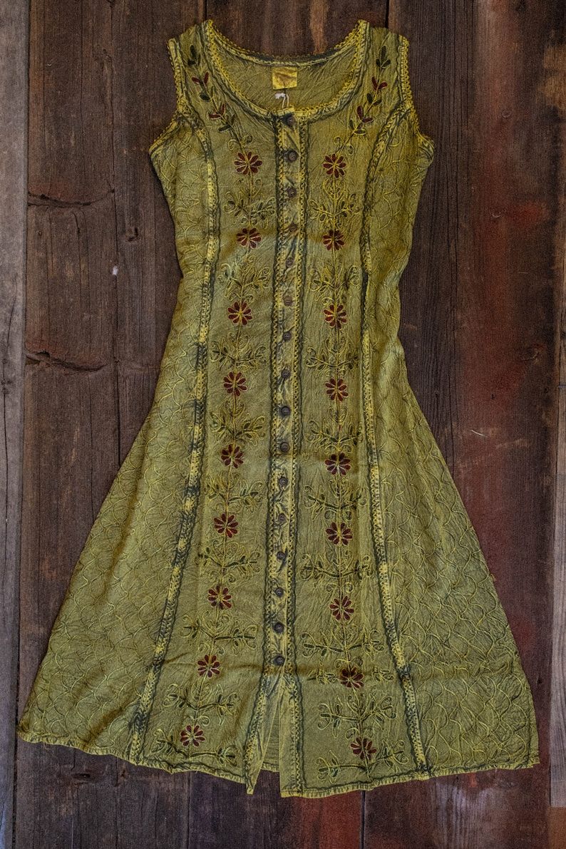 Bohemian Cottage Core Button Down Dress Duster, Embroidered Hippie Style Cardigan, Sleeveless Dress for Layering, Fall Outfit, Thanksgiving – Etsy