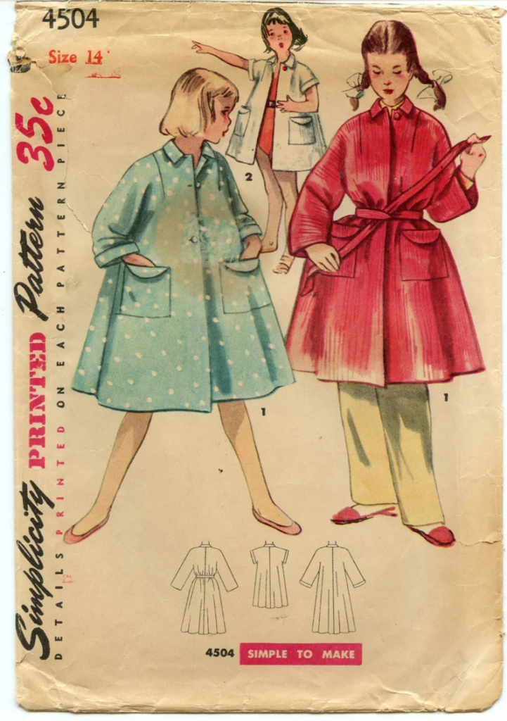 Easy Vintage Simplicity Sewing Pattern 4504 Girl’s Robe, Duster, Beach Cover-up 1950’s Size 14 Bust 32 Cut and Complete – Etsy