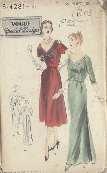 1952 Vintage VOGUE Sewing Pattern B32\
