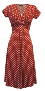 Red Retro 1940s Style Polka Dot Tea Dress Perfect for the Goodwood Revival