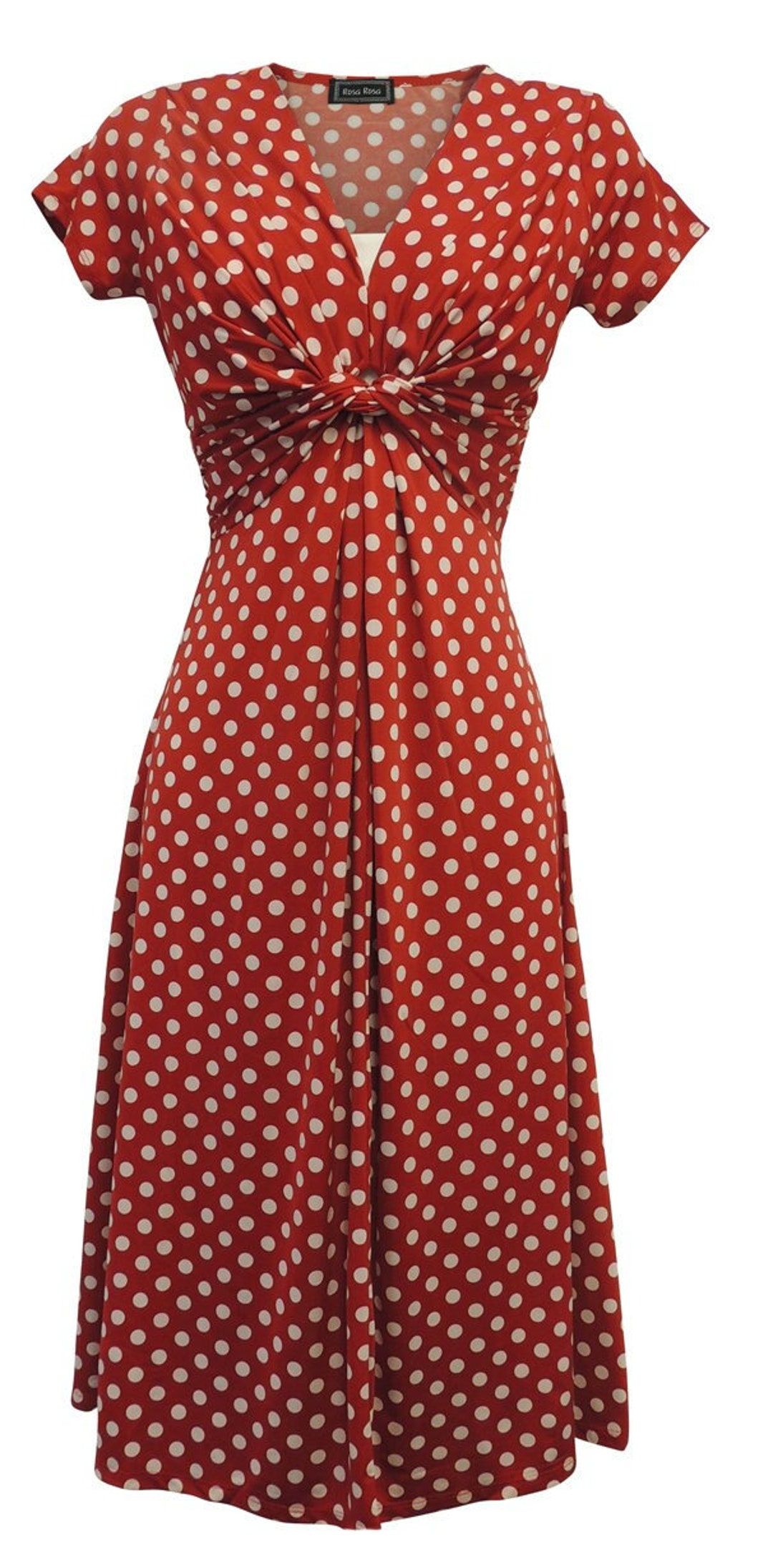 Red Retro 1940s Style Polka Dot Tea Dress Perfect for the Goodwood Revival